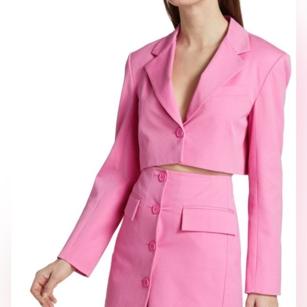 New Derek Lam 10 Crosby Barbie Pink Courtney Cropped Blazer Size 2